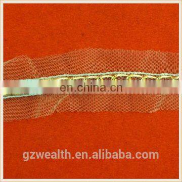 Hot Sale Fashion Tulle Lace With Gold Metal Chain for Garment Decorations photo-4