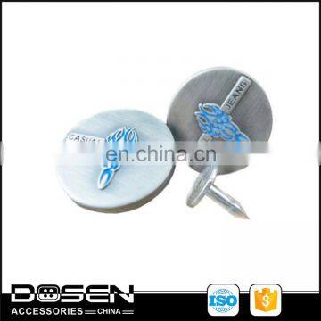 Custom Brand Logo Casual Jeans Button Brushed Surface Blue Painting Garment Shank Button Tack Metal Button For Sweater