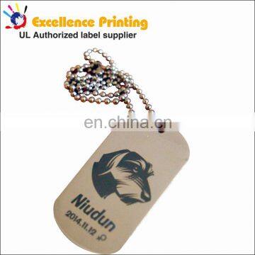 Fashion zinc alloy custom brand logo bag and handbag metal tag label dog tag