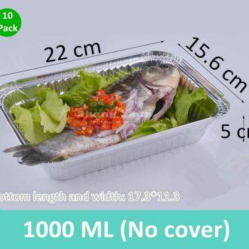 10 Pack Aluminum Pans (No Cover), Aluminum Steam Table Pans, Disposable Aluminum Foil Cooking Pans for Party (1000 ML)