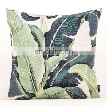 Customized digital printed linen cotton cushion cover decorative pillow cover Tropical leaves pattern cushion cover