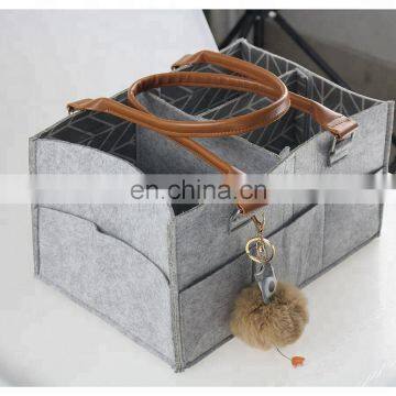 Customized Felt Diaper Caddy Bag With Cotton Lining and Changing Pad photo-3