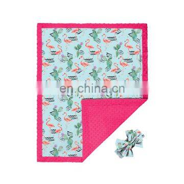 2020 new arrival design flamingo pattern baby Blanket super electric matching headband