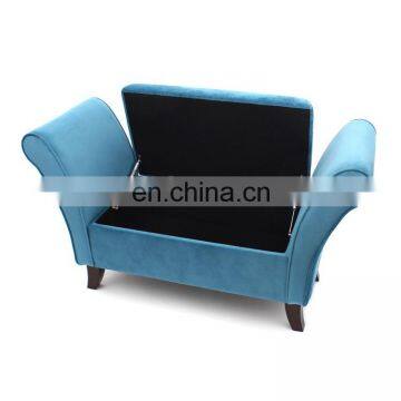 Customized Home Furniture Large Wooden Seat Velvet Sofa Chair Bench Footstool With Big Storage Space photo-2