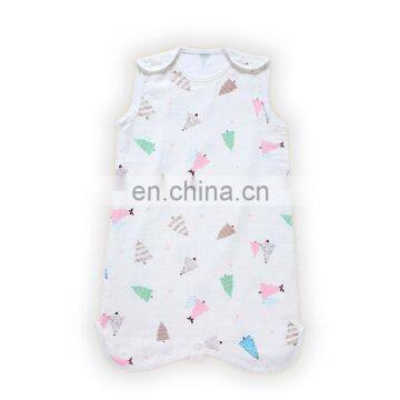 China Made 100% Cotton Print Sleeveless Muslin Baby Sleep Bag