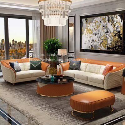 Microfiber leather light luxury sofa, modern living room, INS style, small family, simple model room, three people fully equipped