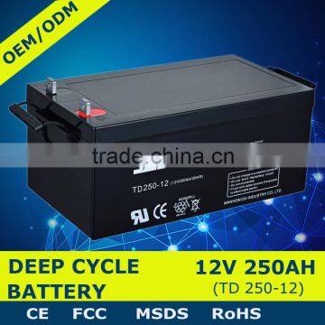 TREE free maintenance 12v 250ah AGM deep cycle battery 12v 250ah solar battery