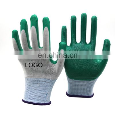 Wholesale 13 Gauge Women Lady Green Garden Smooth Nitrile Gloves Cut Resistant Nitrile Safety Work Hand Garden gloves