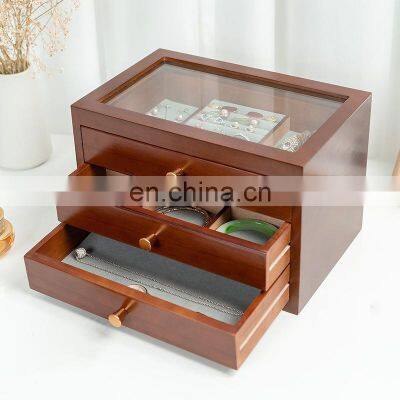 Custom high-end jewelry storage wooden boxes with logo print accept oem odm order