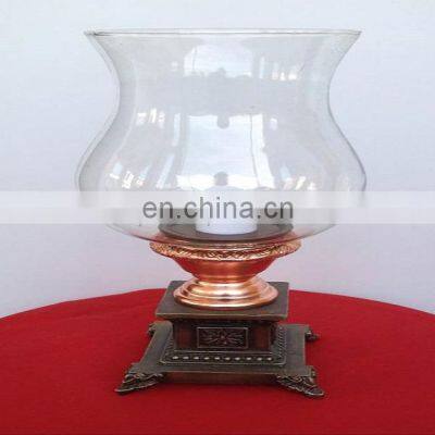 square base decorative hurricane candle holder