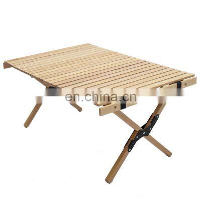 New Design Outdoor Lightweight Bbq Picnic Roll up Bamboo Tablet Folding Beech Wood Camping Table With Storage Bag photo-3