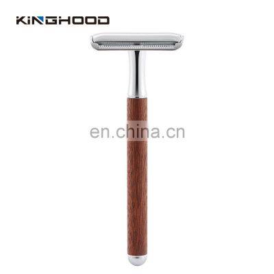 Mans Reusable Wooden Handle Eco-friendly Metal Safety Shaving Razor photo-3