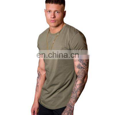 Fitness wear cotton spandex slim fit shirts men's wholesale long line gym t-shirt