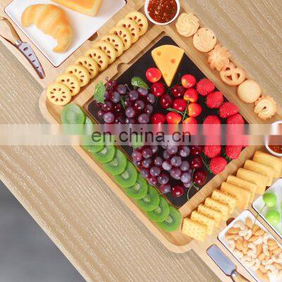 Lazy Susan Bamboo Charcuterie Board Wood Cheese Board With Fruit Tray photo-4
