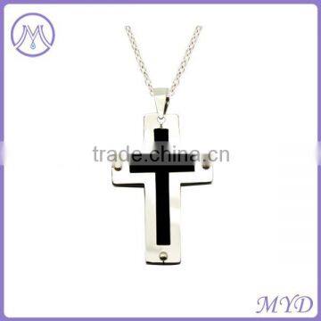 black enamel IPG plating stainless steel Western cross pendant necklace