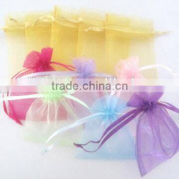 8*12cm Gold Fabric Drawstring Printed Organdy Gift Bags/wrapping Pouches/paper Bags photo-3