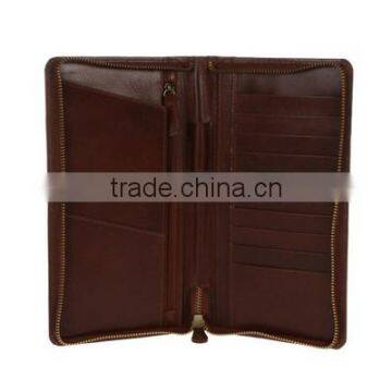 Pure leather passport holder with zip-round closure Luxuries Italian style tan natural leather zipped travel wallet