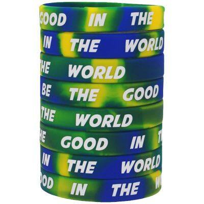 Factory Price Customized Multi-color Segmented Printed LOGO Smooth Waterproof High Quality Silicone Wristband Sport Bracelet