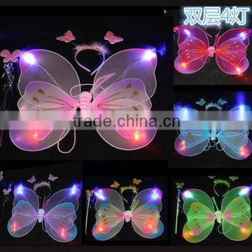 Wholesale cheap double layer fairy kids butterfly wings Halloween pink butterfly wing for sale