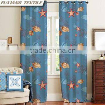 100% Polyester printed faux silk 8 grommets window curtain