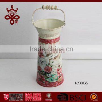 Farm Tools Home Decorative Tall Milk Bucket Tin Pot Wood Handle Metal Milk Tank photo-3