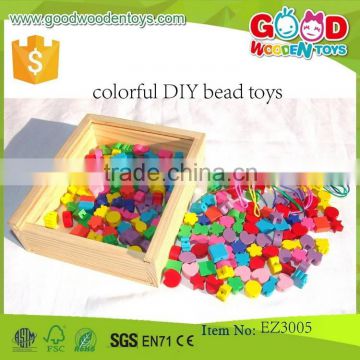 promotional discount wooden bead toy set OEM intelligent colorful DIY bead toys EZ3005