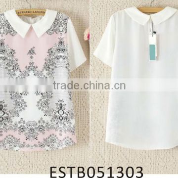 Ladies chiffon fancy printed t-shirt