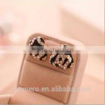 Fashion Leopard Print Crystal Triangle Square Gold Stud Earrings For Women Fancy Design photo-3