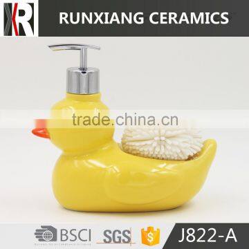 Unique new design glazed yellow duck ceramic soap dispenser for home                        
                                                                                Supplier's Choice