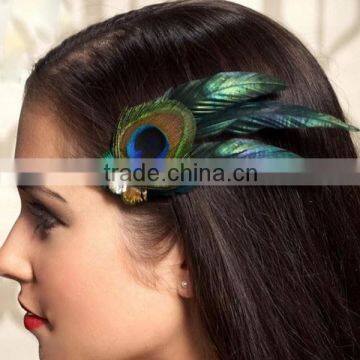 eye peacock feather hair clip - bohemian feather fascinator