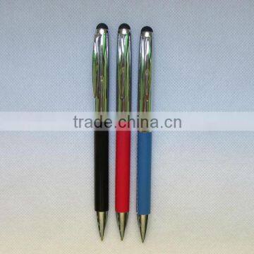 black red blue color 2 in 1 metal stylus touch pen for customized logo and promotional gift