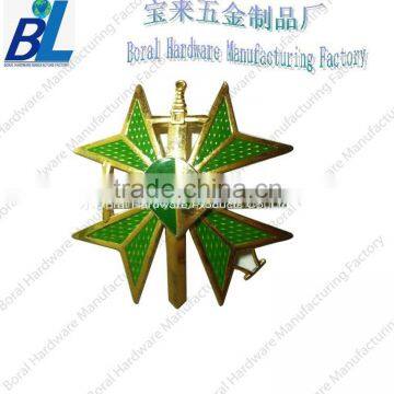Green color cross metal pin badge making