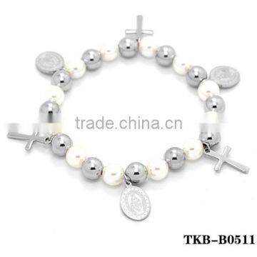 turkish rosary beads bracelet silver stainless steel rosarios catholic handmade customize dongguan factory