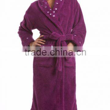 Wholesale Warm Soft Breathable Printed Women's Fleece Bathrobe