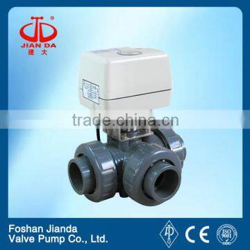 12V electric actuator pvc 3 way ball valve