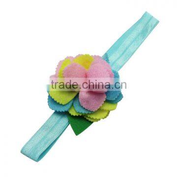 Colorful felt flower headband,nylon elastic headband for adorable baby