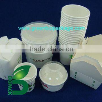 Fully compostable pla coated paper food storage