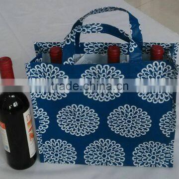 R-PET WOVEN WITH LAMINATED THREE BOTTLE WINE BAG 100