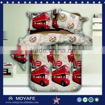 bus design polyester 3d fabric bedsheet set