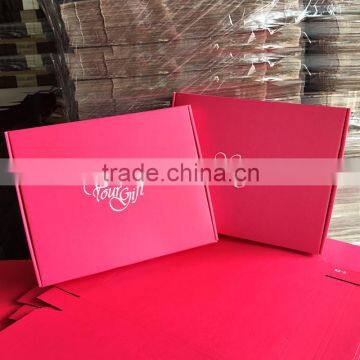 Flat packed custom pink shipping mailng corrugated box