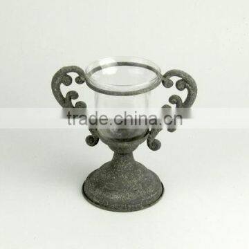 swirl metal candle holder w/hurricane glass