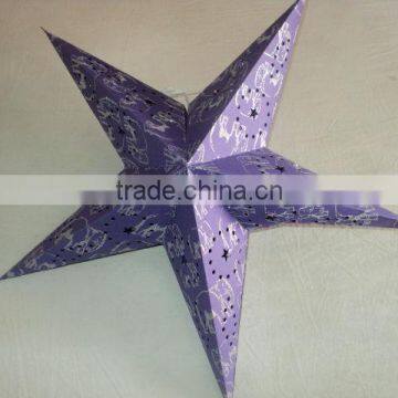 purple glitter printed paper star lanterns new