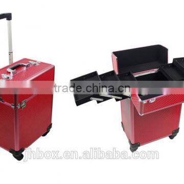 Professional Aluminum Makeup Trolley Case cosmetic box JH518