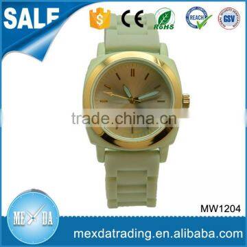 Japan quartz movt silicone stainless steel back water resistant sport watch