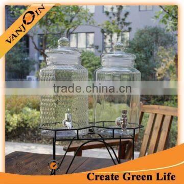 4L Octagon Glass Storage Jar With Glass Mushroom Lid With Tap photo-6