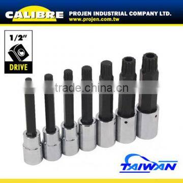 CALIBRE M8-M18 1/2"Dr 7pc Long Spline Bit Set