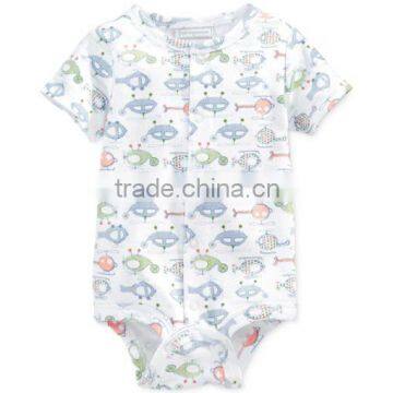 Drop Shipping Newborn Baby Short Sleeve Printed Romper 100% Cotton Romper For Boys