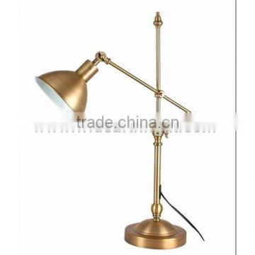 UL Listed Antique Brass Metal Adjustable Swing Arm Desk Lamp For Hotel Room T80258