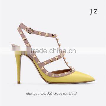 OS10 Sexy Rivet Studded strap stiletto pointed toe ankle sandals for women