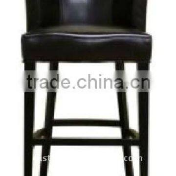 Curved Antique Backrest Leather wooden Barstool